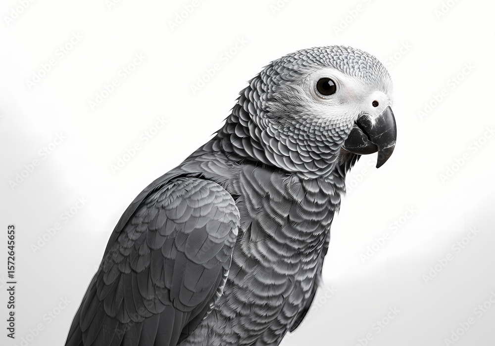 Obraz premium African Grey Parrot Monochrome Portrait