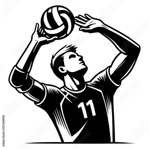 Volleyball Setter Preparing An Overhead Set