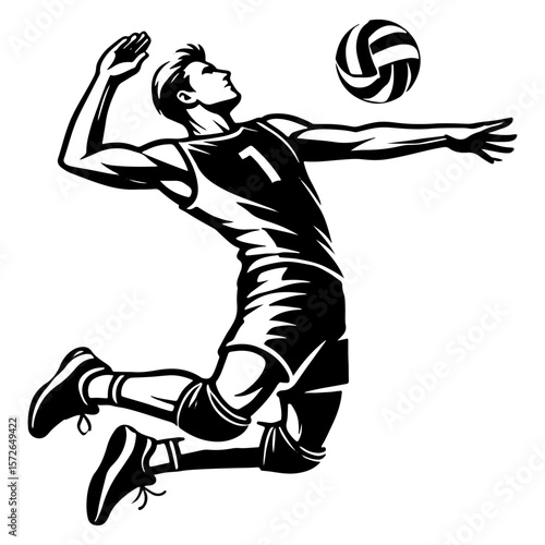 Volleyball Player Arching Back While Executing A High Jump Spike