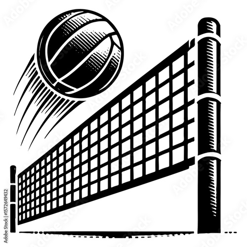 Volleyball Ball Racing Across The Net Toward The Opposite Court