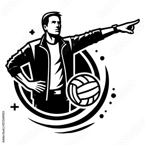 Sports Coach Pointing To Direct The Team