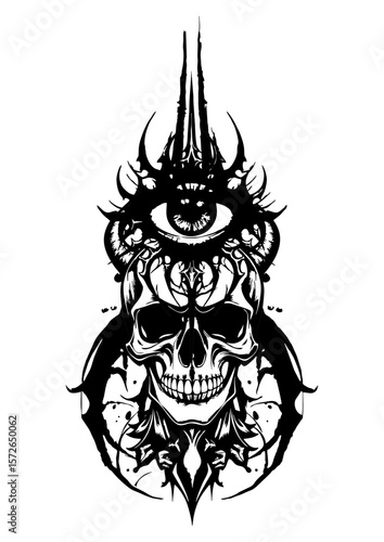 tribal skull with wings
