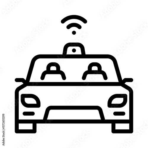 self driving taxi outline icon. robot taxi black line illustration.