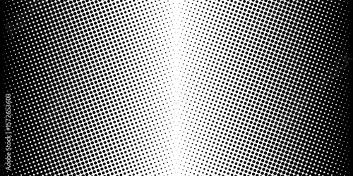 Dotted halftone gradient texture. Vanishing polka dot background. Repeating dots gradation pattern background. Black fading comic pop art overlay backdrop. Raster effect wallpaper.