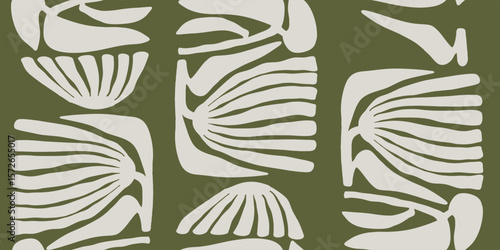 Abstract Botanical Composition in Earthy Tones Pattern