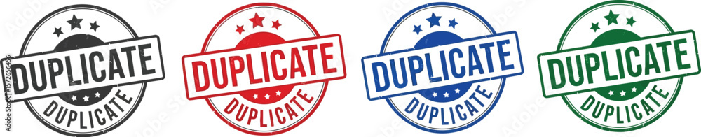 Duplicate stamp vector set, rubber stamp, duplicate seal, duplicate label set Duplicate stamp vector set, rubber stamp, duplicate seal, duplicate label set