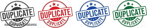 Duplicate stamp vector set, rubber stamp, duplicate seal, duplicate label set