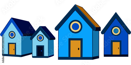 Here's a single sentence for describing the image:

A vector illustration of a 3D house icon, symbolizing real estate, property, and residential design for web and business concepts