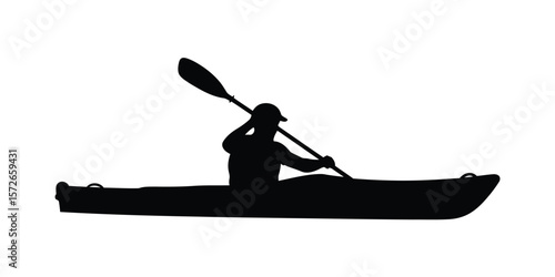 Kayaking Vector Silhouette