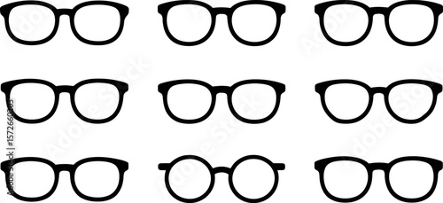 Vector illustration: Nine stylish eyeglasses frame options