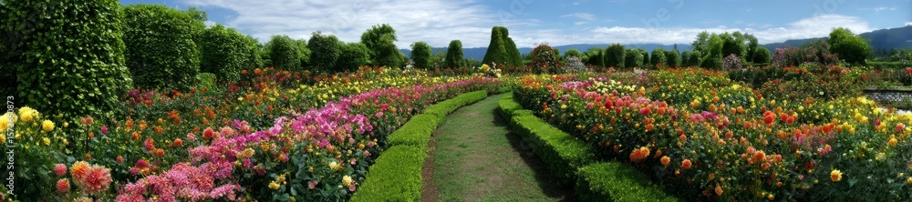 Vibrant flower garden scenic landscape hdr 360 degrees hdri view Vibrant flower garden scenic landscape hdr 360 degrees hdri view