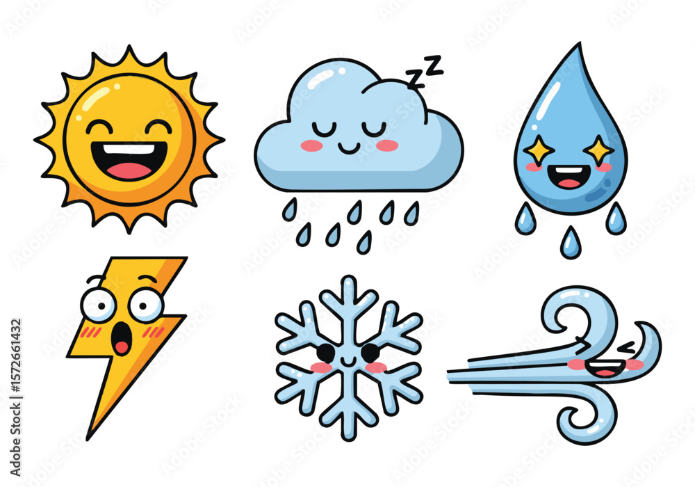 Pixel Art Weather Icons: Sun, Cloud, Rain, Lightning, Snow, Wind Pixel Art Weather Icons: Sun, Cloud, Rain, Lightning, Snow, Wind