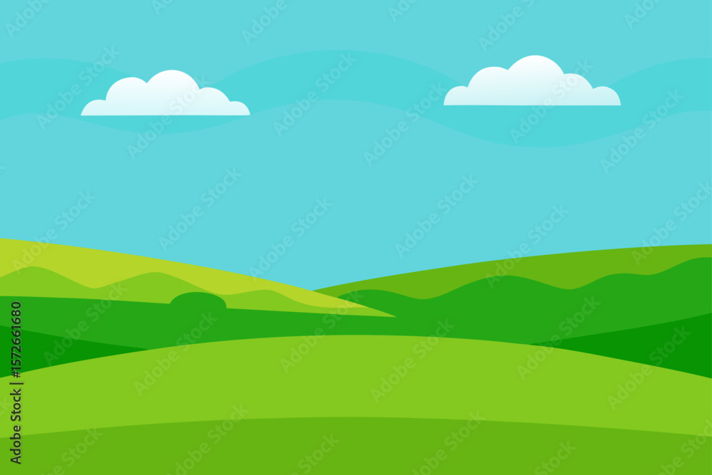 Obraz premium Green Plains Stretching Under A Clear Bright Sky