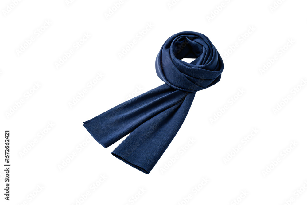 Navy blue silk scarf elegantly twisted and folded, luxurious fabric texture, isolated on transparent background Navy blue silk scarf elegantly twisted and folded, luxurious fabric texture, isolated on transparent background