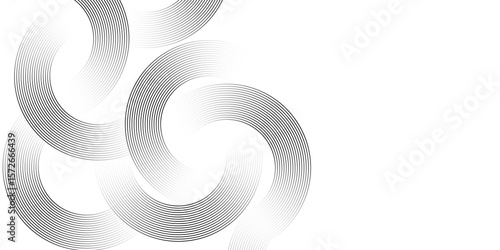 Gray abstract swirl pattern made with fine lines on minimalist white backdrop.
