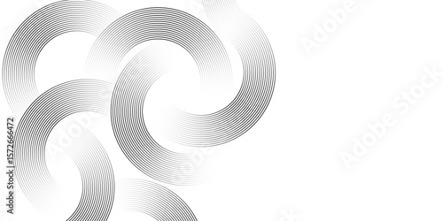 Curved silver line circle pattern in minimalist geometric abstract background.