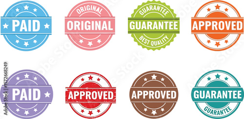 Approved paid original guarantee stamps vector design graphic illustration