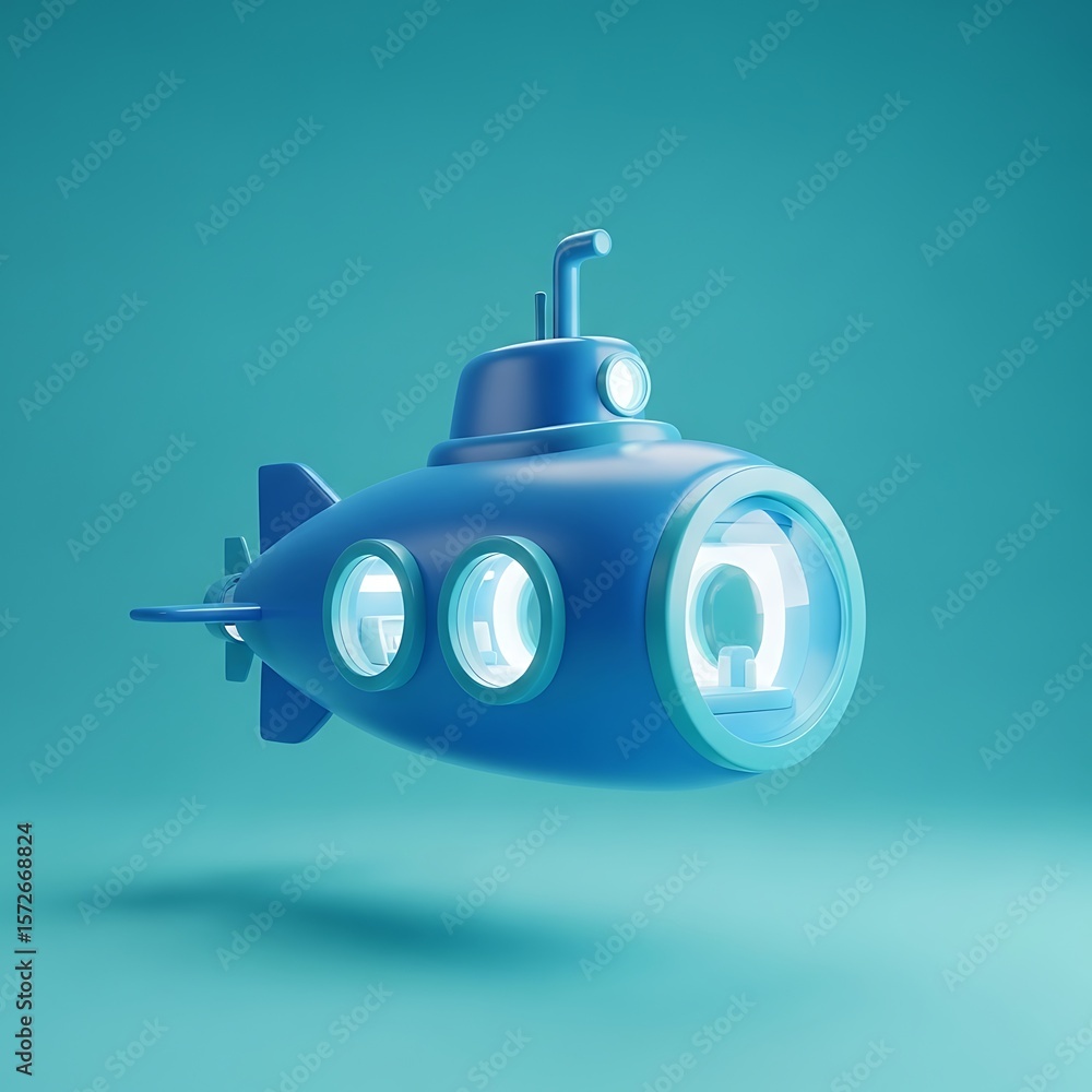 Fototapeta premium Playful Submarine in Teal-Blue Studio Setting