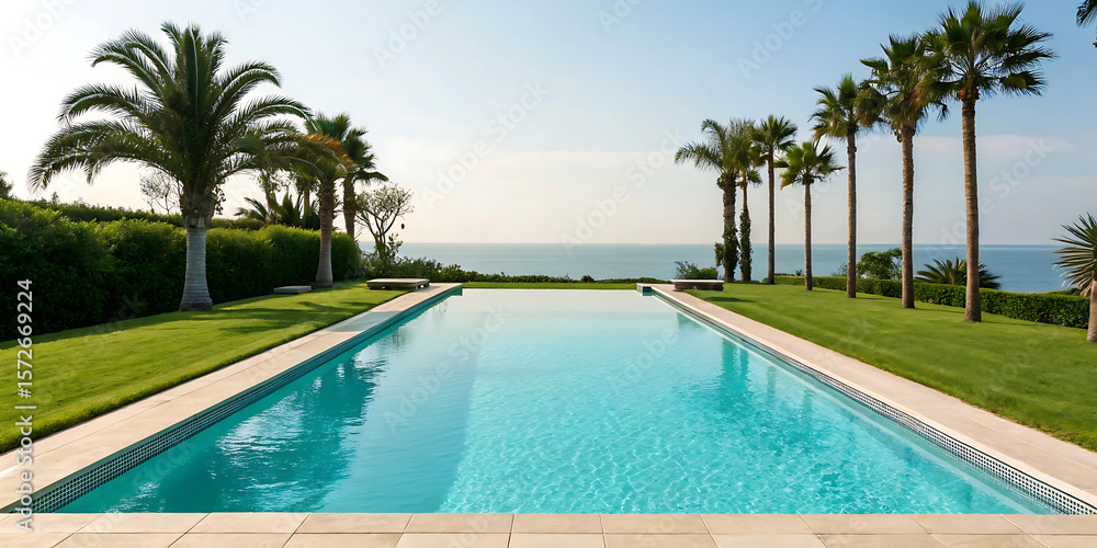 Fototapeta premium swimming pool with palm trees
