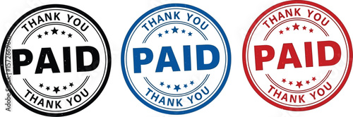 Paid stamp vector image set for business finance and accounting concept