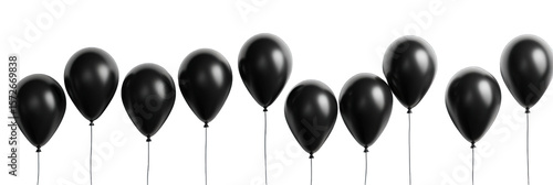Row of glossy black balloons
