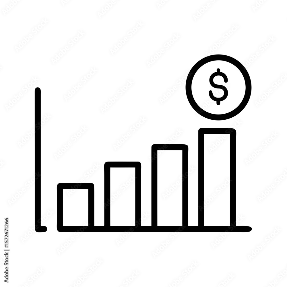 Finance Growth Bar Chart Line Icon for Business and Investment Finance Growth Bar Chart Line Icon for Business and Investment