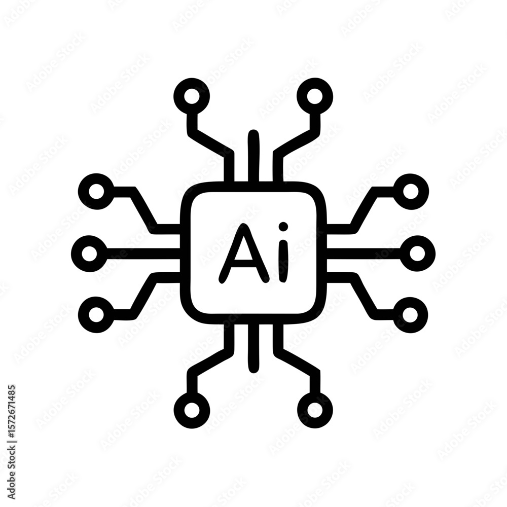 Artificial Intelligence Chip Line Icon Technology Outline Artificial Intelligence Chip Line Icon Technology Outline
