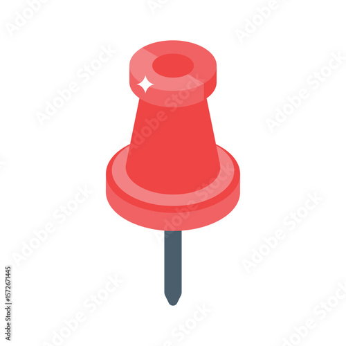 A modern isometric icon of colorful pushpin