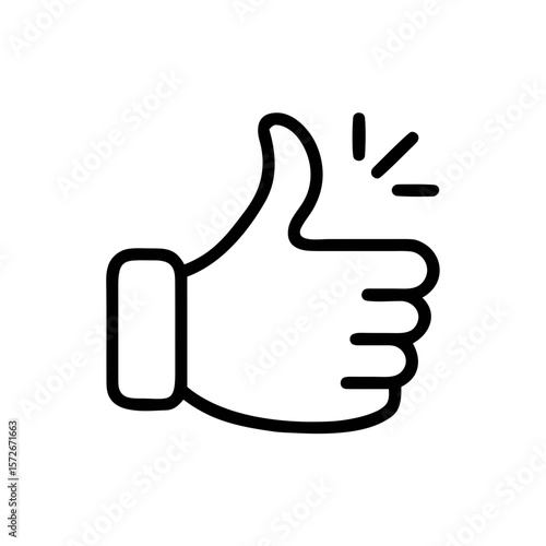 Minimal Line Icon of Thumbs Up Hand for Approval and Positive Feedback Design