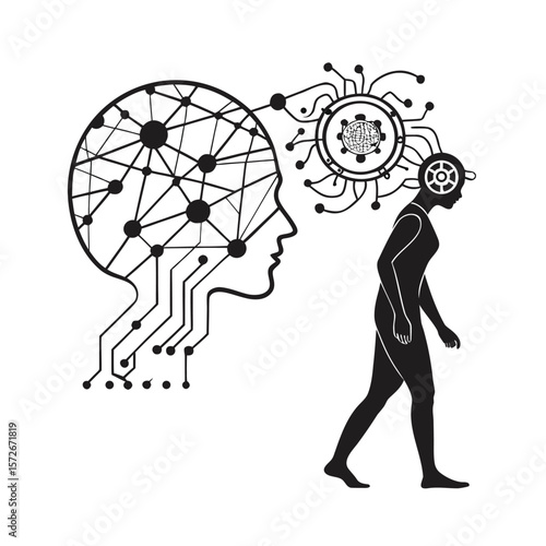 holographic mind map ai generator vector black silhouette