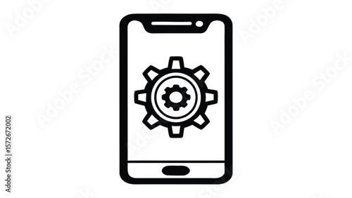 Modern mobile phone repair service logo design with tech elements