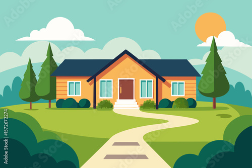 Spacious Suburban Ranch Style Home With Garden Pathway