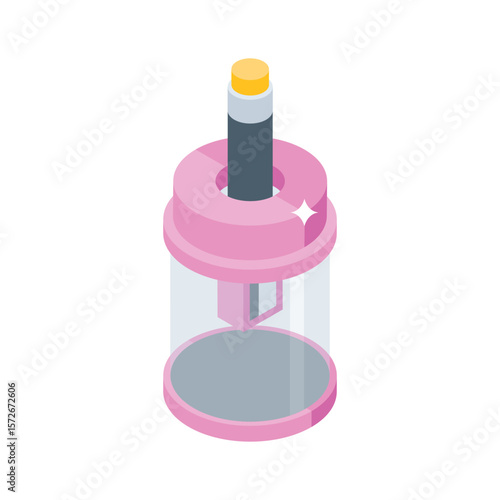 A visually appealing isometric icon of pencil sharpener tool