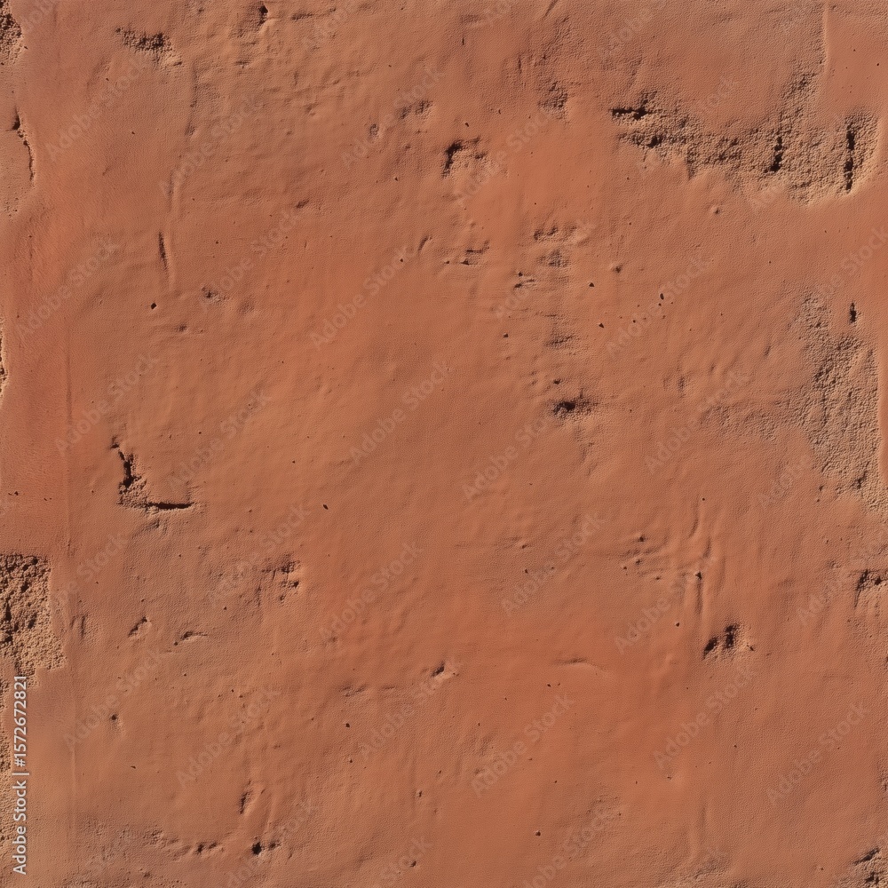 Fototapeta premium A rustic, weathered adobe wall texture showcasing subtle cracks and a warm brown hue, emphasizing its natural, earthy appearance ideal for architectural and design themes.