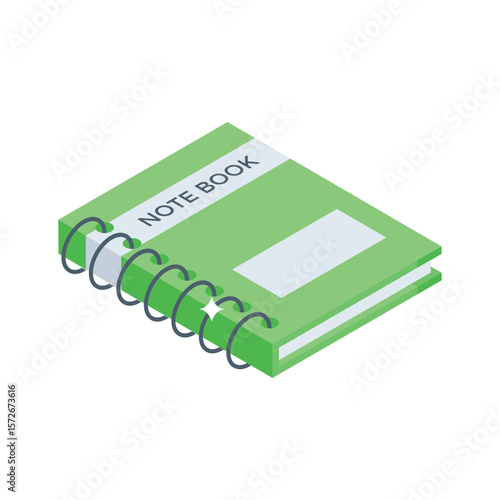 A stylish isometric icon of homework notebook
