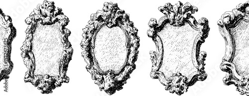 Vintage engraved ornate key silhouettes for retro design and decoration