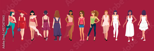 flat fashion show runway vector design.