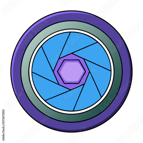 Abstract circular aperture with blue and purple layers circle camera