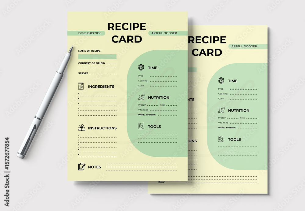 Recipe Card Template Layout Stock Template | Adobe Stock