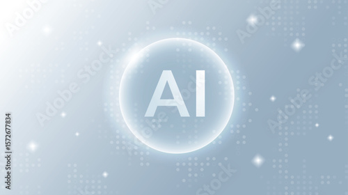 Artificial intelligence abstract background. Shiny AI circle. Futuristic concept technology artwork for web, banner, card, cover. Vector illustration
