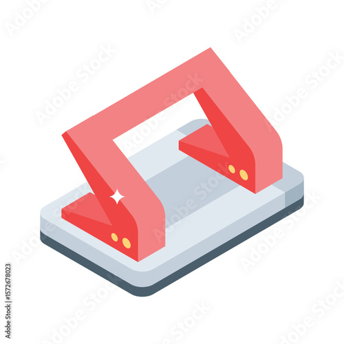 Visually appealing isometric icon of paper hole puncher tool