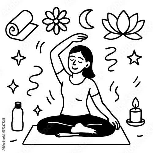 Yoga and meditation illustration for mindfulness and wellness