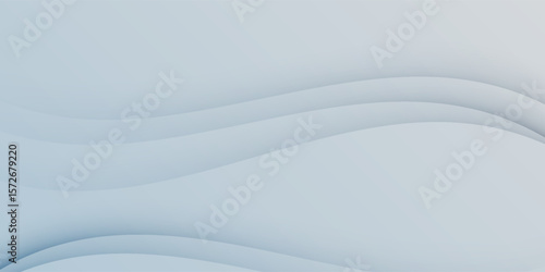 Abstract layered wave background in cool gray and blue tones. Smooth flowing curves create a calm and elegant design.