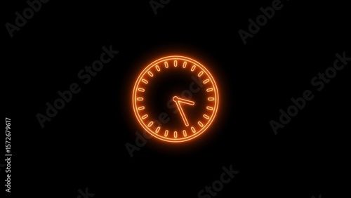 Foto Glowing neon clock icon