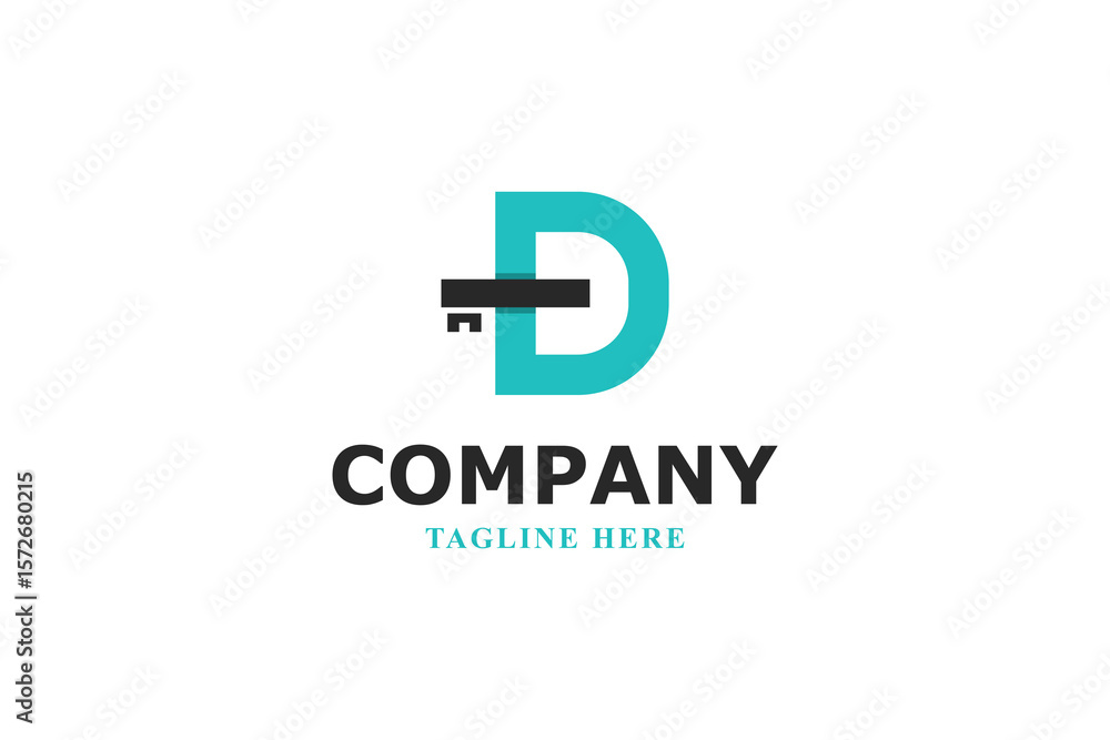 letter d and modern key logo letter d and modern key logo