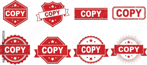 Red copy stamp collection vector design elements for graphic design asset