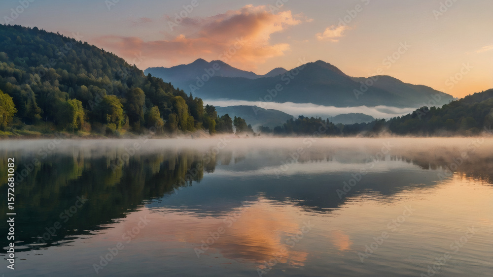 Fototapeta premium sunrise over the lake