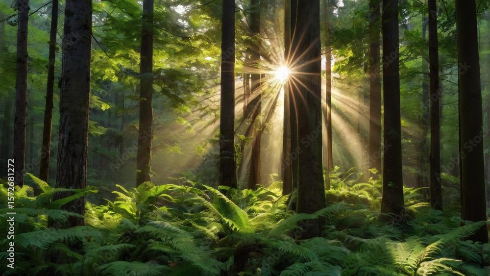 Naklejka premium morning in the forest