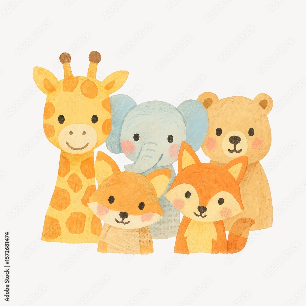 Naklejka premium Cute cartoon animals group