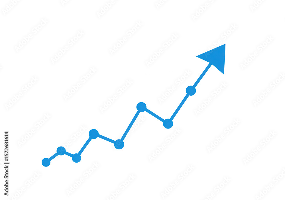 Fototapeta premium A blue arrow pointing upwards symbolizes growth and success on a transparent background